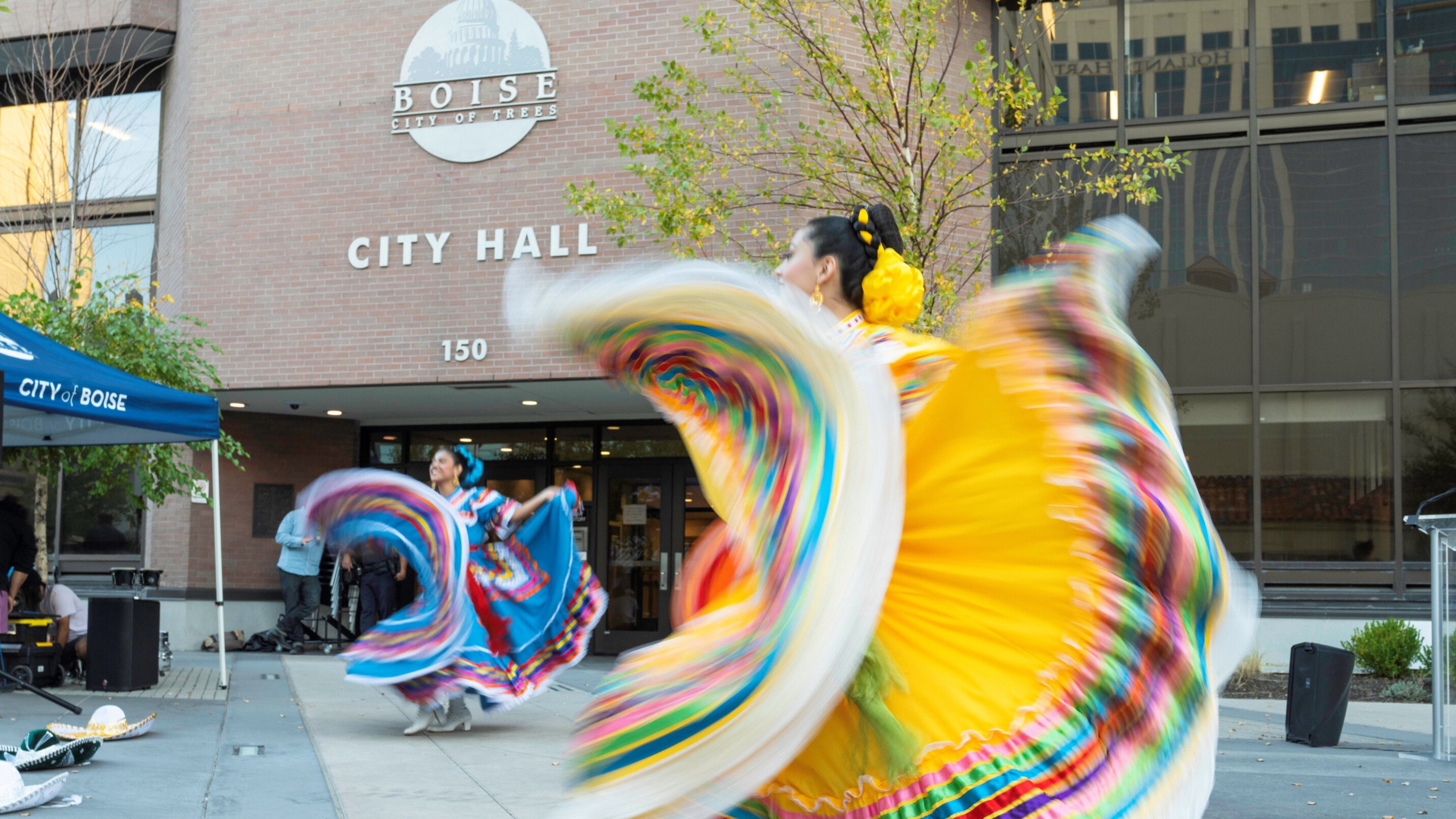 Dancers perform outside of Boise City Hall